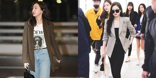 Mặc trang phục "na ná" nhau tại sân bay liệu Nayeon có lép vế Jennie?