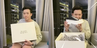 Trấn Thành "đập hộp" giày hiệu bị Hari trêu giày dành cho người lùn