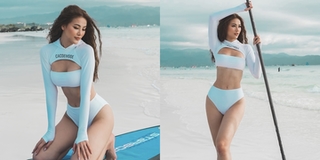 Phương Khánh diện bikini khoe cơ bụng, tự tin thả dáng ở Philippines