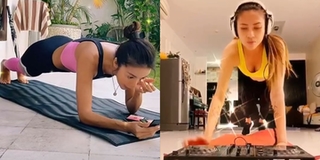 Sao Việt bắt trend plank tại nhà: Võ Hoàng Yến vừa tập, vừa làm DJ