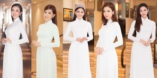 Dàn mỹ nhân Việt diện áo dài trắng đổ bộ họp báo Hoa hậu Việt Nam 2020