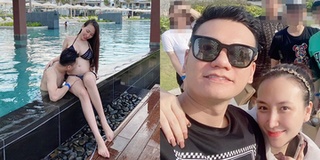 Vợ Khắc Việt diện bikini khoe bụng bầu sinh đôi trước ngày lâm bồn