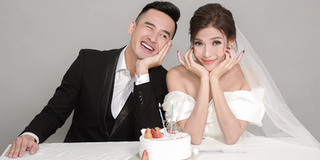 Thúy Diễm - Lương Thế Thành diện đồ cưới tình tứ mừng sinh nhật quý tử
