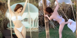 Để có ảnh bikini "sống ảo": Ngọc Trinh vất vả tạo dáng, liên tục ngã