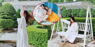 Đông Nhi "bế" bụng bầu con gái 8 tháng đi nghỉ dưỡng ở Đà Lạt