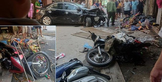 Hà Nội: "Xe điên" tông liên hoàn tại Hoàng Mai, 3 người bị thương