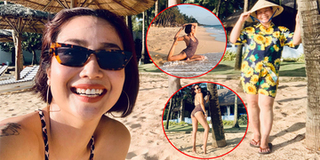 Ốc Thanh Vân diện bikini da beo tập yoga ở Phú Quốc