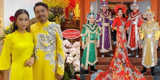 Sao Việt mặc gì hôm nay (29/9): Trịnh Kim Chi diện áo dài 4m cúng Tổ