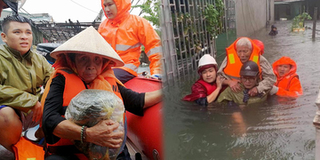Người dân kêu cứu trong mưa lũ, lực lượng cứu hộ bơi vào giải cứu