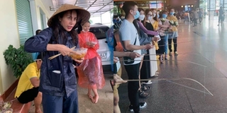Thủy Tiên ăn tạm bợ khi đi từ thiện, fan mang cần câu ra sân bay đón