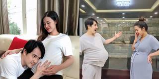 Ông Cao Thắng hôn bụng bầu, thủ thỉ mong ngóng ngày con gái chào đời