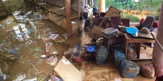 Khung cảnh trường học ở Quảng Trị ngập ngụa bùn đất sau bão lũ