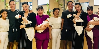Kim Lý phấn khích khi được đón hai con song sinh và Hà Hồ về nhà