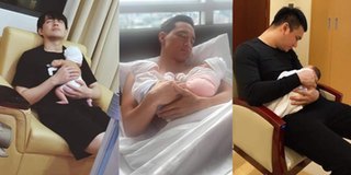 Khoảnh khắc bồng con cực đáng yêu của các ông bố bỉm sữa Vbiz