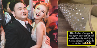 Cô dâu Xoài Non xót ruột vì giày rớt hết đá khi đi "quẩy" cùng hội bạn
