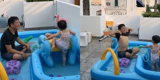 Trường Giang đưa con gái cưng lên tắm biển trên sân thượng