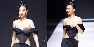 Hoa hậu Trần Vũ Hương Trà bị tuột váy "lộ hàng" trên sàn catwalk