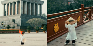 Xao xuyến bộ ảnh em bé bên biểu tượng Thủ đô: Con nói, Hà Nội đẹp lắm!