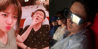 Chạy show kiệt sức, Trấn Thành ngủ gục khi đang xem phim cùng Hari Won