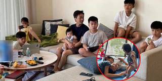 Cường Đô La về nhà chuẩn bố bỉm: Tay bế con, mắt trông cả đám nhóc tỳ