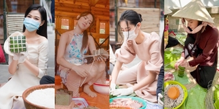Sao Việt nô nức gói bánh chưng, bánh tét đón Tết Ất Sửu