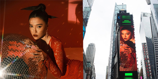 Bích Phương bị fan ghẹo khi có banner khủng ở Quảng trường Thời đại Mỹ