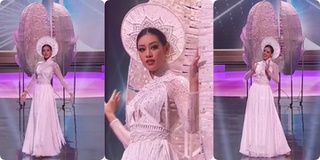 Khánh Vân trình diễn Kén Em trong phần thi National Costume