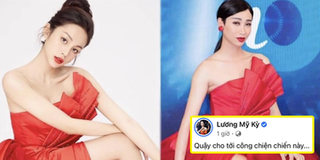 Lương Mỹ Kỳ tự tin so ảnh khi diện trùng đầm với Hải Triều