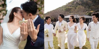 Khung ảnh đẹp ở lễ đăng kí kết hôn của Thu Hoài và bạn trai ở Mỹ