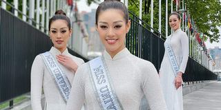 Hoa hậu Khánh Vân diện áo dài thăm Lãnh sự quán Việt Nam tại New York