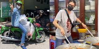 Trang Trần ngày ngày đi nấu cơm, lái xe máy phát thức ăn mùa dịch