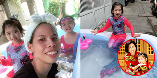 Con gái Mai Phương hóa nàng tiên cá tắm hồ bơi tại gia cùng bảo mẫu