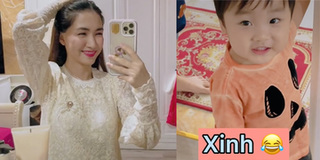 Hòa Minzy "mát lòng mát dạ" khi được con trai 21 tháng tuổi khen xinh