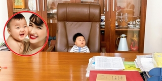 Con trai Hòa Minzy 3 tháng tuổi ngồi ghế giám đốc, sinh từ vạch đích