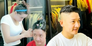 Hải Băng khoe thành quả cắt tóc cho Thành Đạt đẹp không khác đi salon
