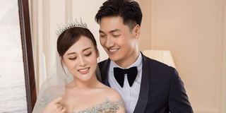 Cận nhan sắc của Phương Oanh khi tình tứ bên Mạnh Trường ở bộ ảnh cưới