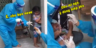 Nhân viên y tế chỉ cách lấy mẫu test cho trẻ em khiến CĐM nể phục