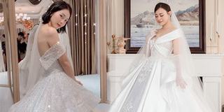 So kè váy cưới của Phương Oanh và Khả Ngân trong phim