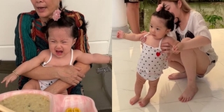 Con gái Lâm Chấn Khang "hung dữ" đòi ăn, hớn hở khi được anh hai bế