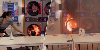 Clip máy sấy quần áo “bốc hỏa” khiến mọi người chạy tán loạn