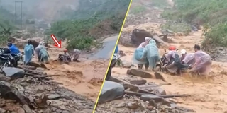 Giây phút lao vào dòng nước lũ cứu người suýt bị cuốn trôi ở Quảng Nam