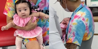 Bé Tina lên đồ đi tiêm phòng, Lâm Chấn Khang thắt lòng khi con khóc