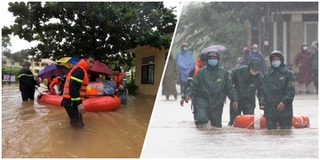 Chiến sĩ lội nước, dầm mưa hàng tiếng đưa học sinh đến nơi an toàn