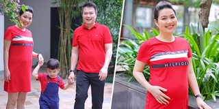 Lê Khánh hào hứng khoe bụng bầu: "Gia đình em lên chuẩn 4K"