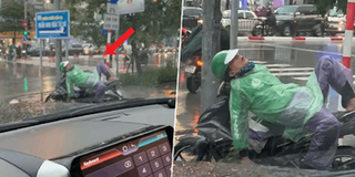 Bác tài xế ngủ say giữa ngã tư, mặc kệ mưa lớn: "Mưu sinh vất vả lắm"