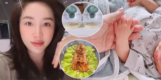 Bảo Thy thức trắng đêm chăm con, dùng máy hút sữa xịn nhất thế giới