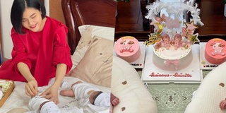 Vân Trang tổ chức lễ đầy tháng cho 2 con gái song sinh