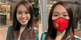 Đỗ Thị Hà tươi tắn trong chuyến bay: Đi đâu cũng mang lá cờ Việt Nam