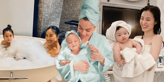 Khoảnh khắc các cặp mẹ con sao Việt tạo dáng đáng yêu trong phòng tắm