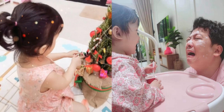 Con gái Trường Giang thích thú trang trí cây thông Noel